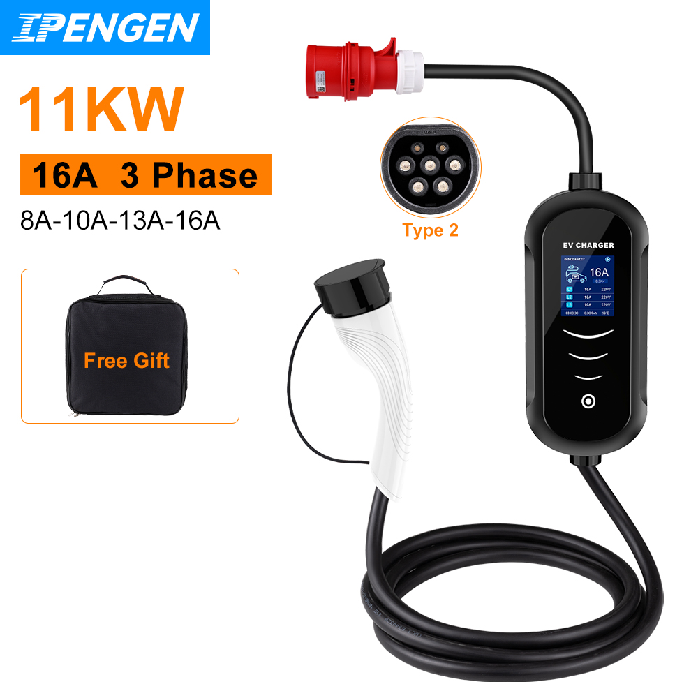 16A 11KW ipengen ที่ชาร์จแบบพก - Portable Ev Charger 32A Type 2 Cee Plug บทวิจารณ์และราคา